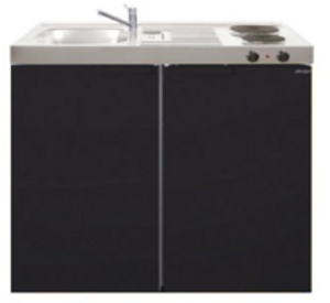 MK 100 Zwart mat met koelkast RAI-9527