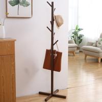 Creatieve boom-vormige massief houten vloer Hatstand kleren opknoping rek grootte: 165x50x5cm (donkere koffie)