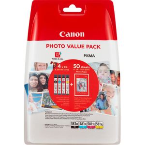 Canon Inkt CLI-581XL Multipack inkt Zwart, Geel, Magenta, Cyaan, Photo Paper