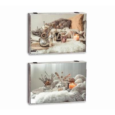 Decoratieve Doos DKD Home Decor Multicolour Hout MDF Spa Teller (2 Stuks)