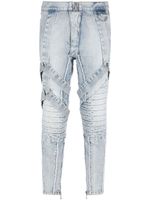 Balmain jean slim à sangles - Bleu