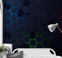Fotobehang 3d Donker zeshoekig patroon
