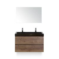 Maxx XL Badmeubelset 100 cm - Tabacco - Wastafel Lucca 2 kraangaten - met Spiegel