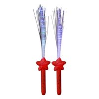 Licht toverstaf - 2x - rood - magische LED verlichting - fiberstick stervormig