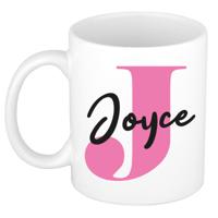 Naam mok Joyce - roze - wit - keramiek - 300 ml - verjaardag/cadeau beker - thumbnail