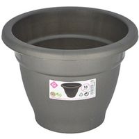 Grijze ronde plantenpot/bloempot kunststof diameter 16 cm   -