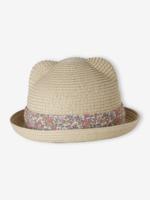 Strohoed babymeisje lint zandbeige