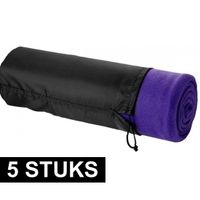 5x Fleece deken paars 150 x 120 cm - thumbnail