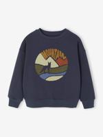 Sweater voor jongens met bouclé-motief marineblauw