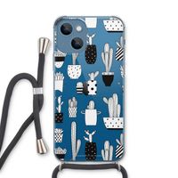 Cactusmotief: iPhone 13 Transparant Hoesje met koord