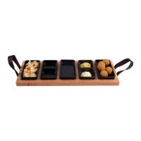 Bowls and Dishes Puur Hout Serveerplank 5-vaks 49 x 19,5 cm - Zwart