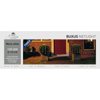 2x stuks buxus verlichting lichtnetten met timer 120 lampjes warm wit 120 cm - thumbnail