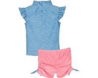 Playshoes tweedelige zwemsuit Krab Blauw Roze Maat - thumbnail