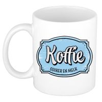 Cadeau koffie mok voor collega - kantoor humor - koffie suiker en melk - blauw - 300 ml - thumbnail