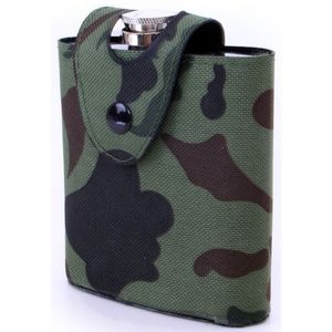 Heupflesje RVS in camouflage hoes/tas 177 ml