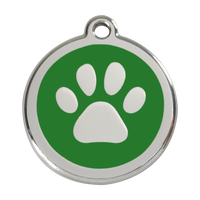 Paw Print Green roestvrijstalen hondenpenning large/groot dia. 3,8 cm - RedDingo