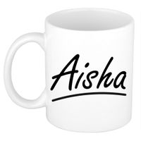 Naam cadeau mok / beker Aisha met sierlijke letters 300 ml   - - thumbnail