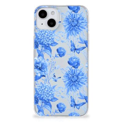 TPU Case voor iPhone 15 Flowers Blue