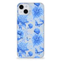 TPU Case voor iPhone 15 Flowers Blue