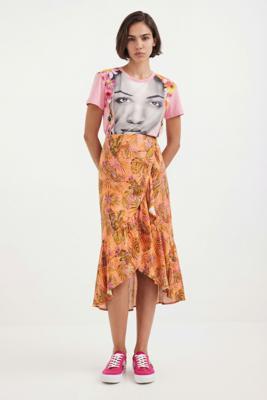 Tropische rok met ruches - RED - XL