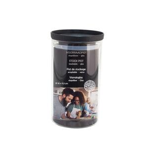 Voorraadpot met zwarte deksel stapelbaar Ø10x17,5 cm