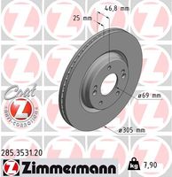 Remschijf COAT Z ZIMMERMANN, Remschijftype: Binnen geventileerd, u.a. fÃ¼r Hyundai, KIA