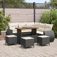 Tuinbankenset 9 pcs Zwart poly rattan