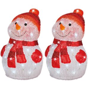 Set van 2x stuks kerstverlichting Led figuren voor buiten sneeuwpop 25 x 25 x 35 cm m