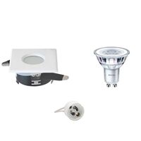 LED Spot Set - Aigi - GU10 Fitting - Waterdicht IP65 - Inbouw Vierkant - Mat Wit - 82mm - Philips - CorePro 840 36D - 3.5W - Natuurlijk Wit 4000K - thumbnail