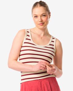 HEMA Dames Tanktop Anouk Rib Strepen Gebroken Wit (gebroken wit)