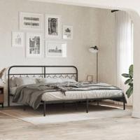 Bedframe met hoofdbord metaal zwart 200x200 cm