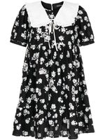 tout a coup robe évasée en coton à fleurs - Noir