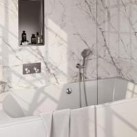 Brauer Brushed Carving Thermostatische Inbouw Badkraan Drukknoppen - Badvulcombinatie - 3 stand - Doucheslang - Wandaansluitbocht - Handdouche - Rvs Geborsteld Pvd