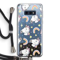 Rainbow Unicorn: Samsung Galaxy S10e Transparant Hoesje met koord