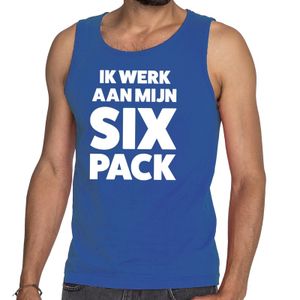 Ik werk aan mijn SIX Pack tekst tanktop / mouwloos shirt blauw