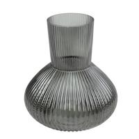Bloemenvaas Royal Wave - transparant glas - smoke grijs - D20 x H22 cm - vaas - Vazen