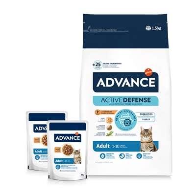 ADVANCE CAT ADULT CHICKEN / RICE + 2 POUCHES CHICKEN