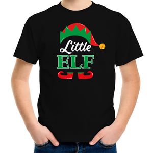 Little elf Kerst t-shirt zwart voor kinderen XL (164-176)  -