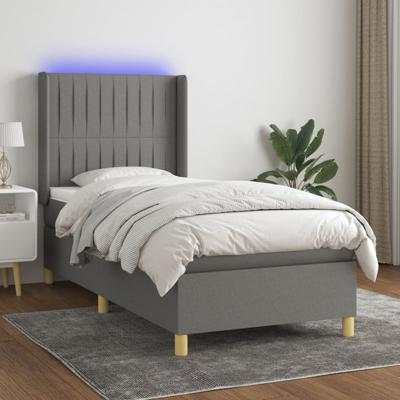 Boxspring met matras en LED stof donkergrijs 80x200 cm