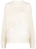 Jil Sander logo-embroidered chunky-knit jumper - Blanc