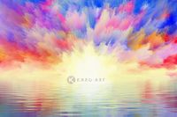 Karo-art Schilderij - Explosieve zonsondergang - Print op canvas , Multikleur , 4 maten , Premium print