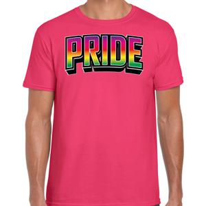 Bellatio Decorations Gay Pride T-shirt voor heren - roze - pride - regenboog - LHBTI 2XL  -