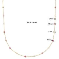 Ketting Bolletjes geelgoud-toermalijn 0,58 ct.roze-wit-oranje-bruin 40-44 cm - thumbnail