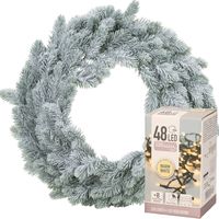 Kerstkrans groen met sneeuw 36 cm incl. verlichting warm wit 4m