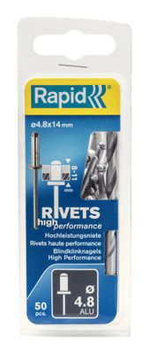 Rapid blindklinknagel alu + drill 4.8x14mm (50st)