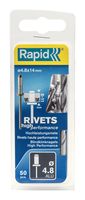 Rapid blindklinknagel alu + drill 4.8x14mm (50st) Rapid blindklinknagel alu + drill 4.8x14mm (50st)