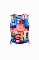 Gerimpeld T-shirt met collage - MATERIAL FINISHES - XS