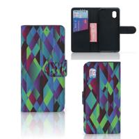 Abstract Green Blue Hoesje Alcatel 1B (2020) Kunstleer TPU Portemonnee Met Kaartvakken | Book Case