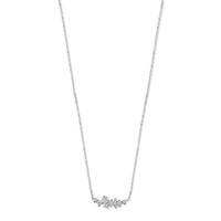 Gerhodineerd 925 Zilveren Collier met Zirkonia - 1.3mm Schakelbreedte | Elegant en Sprankelend Design
