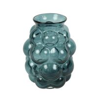 Bloemenvaas Bubblegum Medium - transparant glas - petrol blauw - D16 x H21 cm - vaas